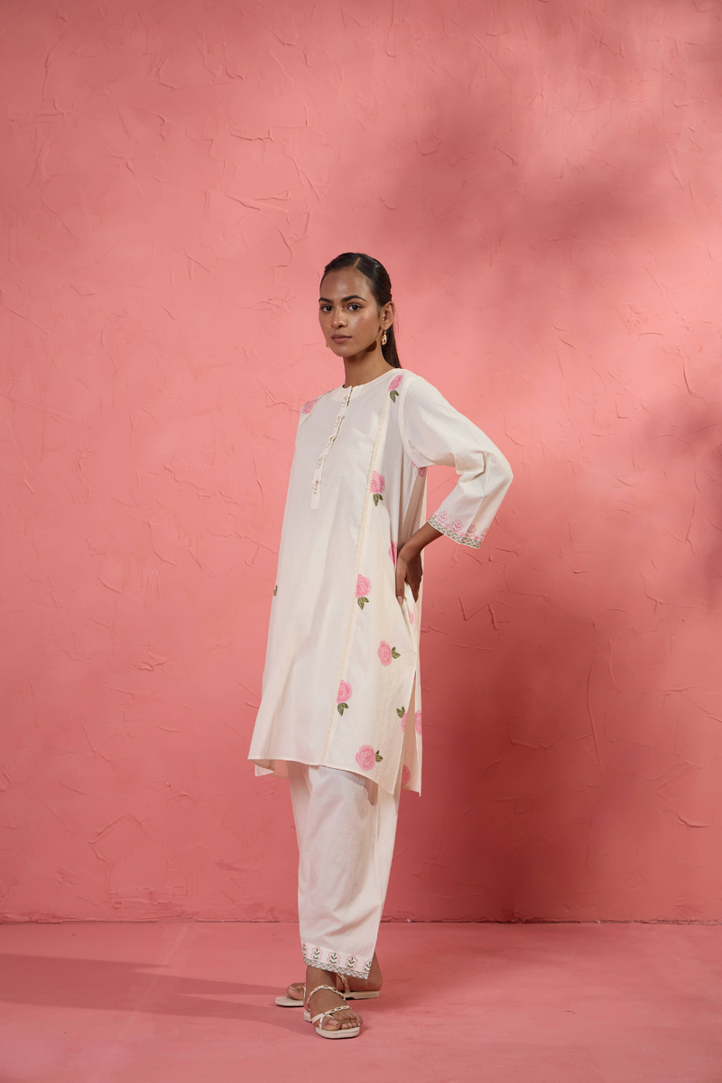 Gul Rose Set 2 cotton cambric light kurta set by AAVIDI in multicolor for women in Singapore