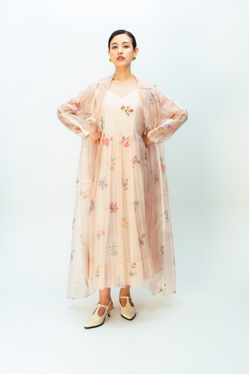SUNLIT MEADOW TRENCH silk organza jacket/overlay by Ode to Odd in blush pink for women in Singapore