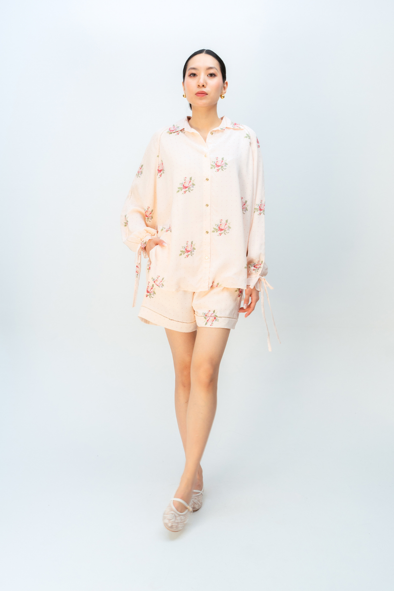 ALMOND DAZE CO-ORD SET crepe co-ord set by Ode to Odd in blush pink for women in Singapore