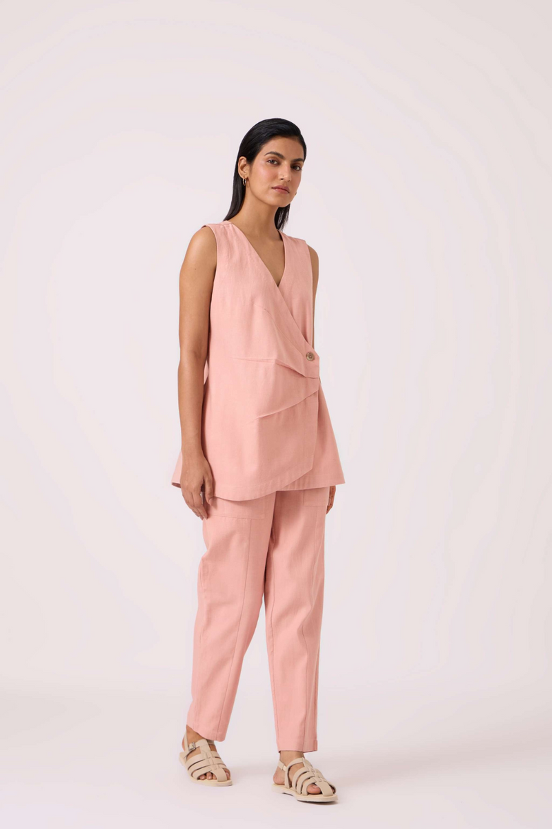 Victory Pink Handwoven Pants cotton by The Summer House in pink color for women in Singapore
