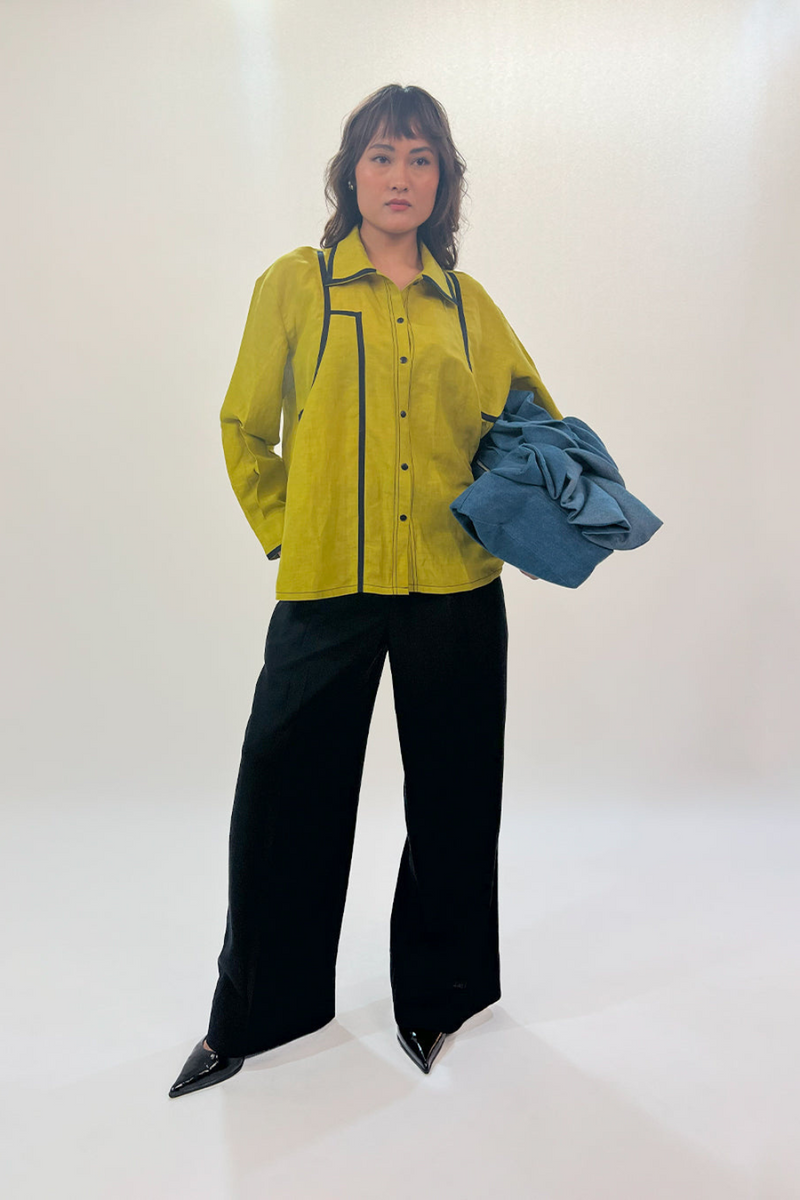 Line shirt 100% cotton Buy Line shirt from C&W | Tops And Shirts for Women by Leh Studios in green color for women in Singapore
