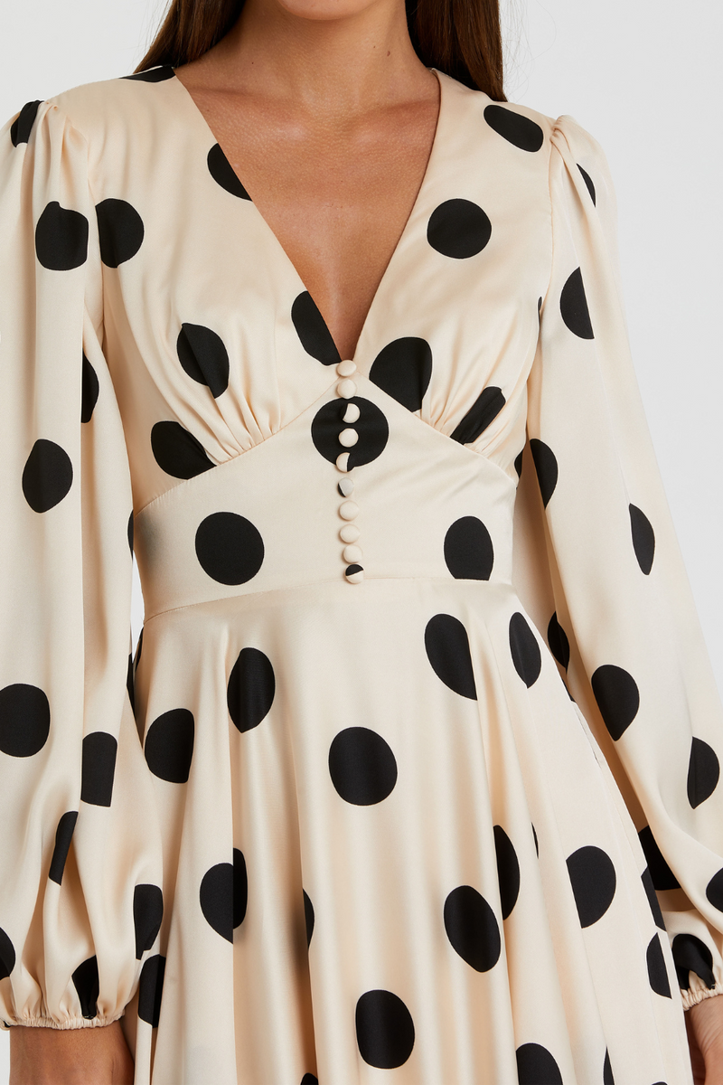 27542-Midi Dress-Cream Black by Mac Duggal in black color for women in Singapore