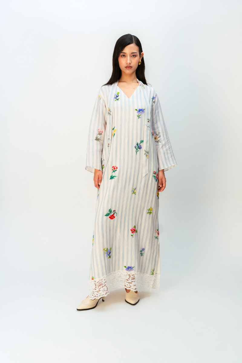 SWEETHEART DRESS linen dress by Ode to Odd in blue for women in Singapore