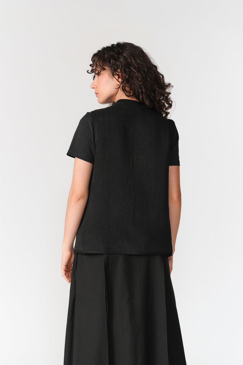 Duo Vest jacket/overlay by Turn Black in black for women in Singapore