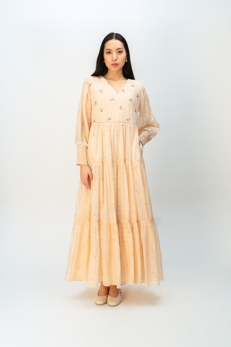 CHERRY CHECKS DRESS mul dress by Ode to Odd in blush pink for women in Singapore