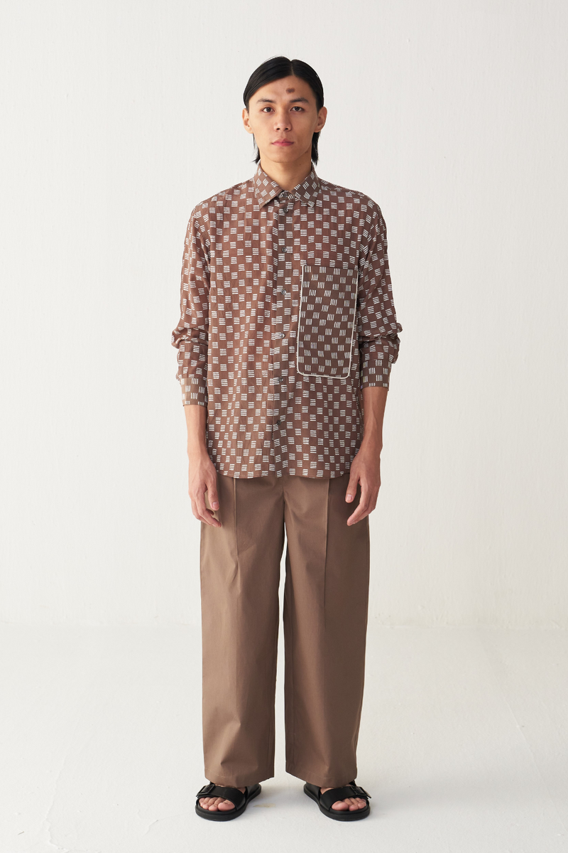 ALL OVER BRICK PRINT SHIRT silk by THREE Men for men in Singapore