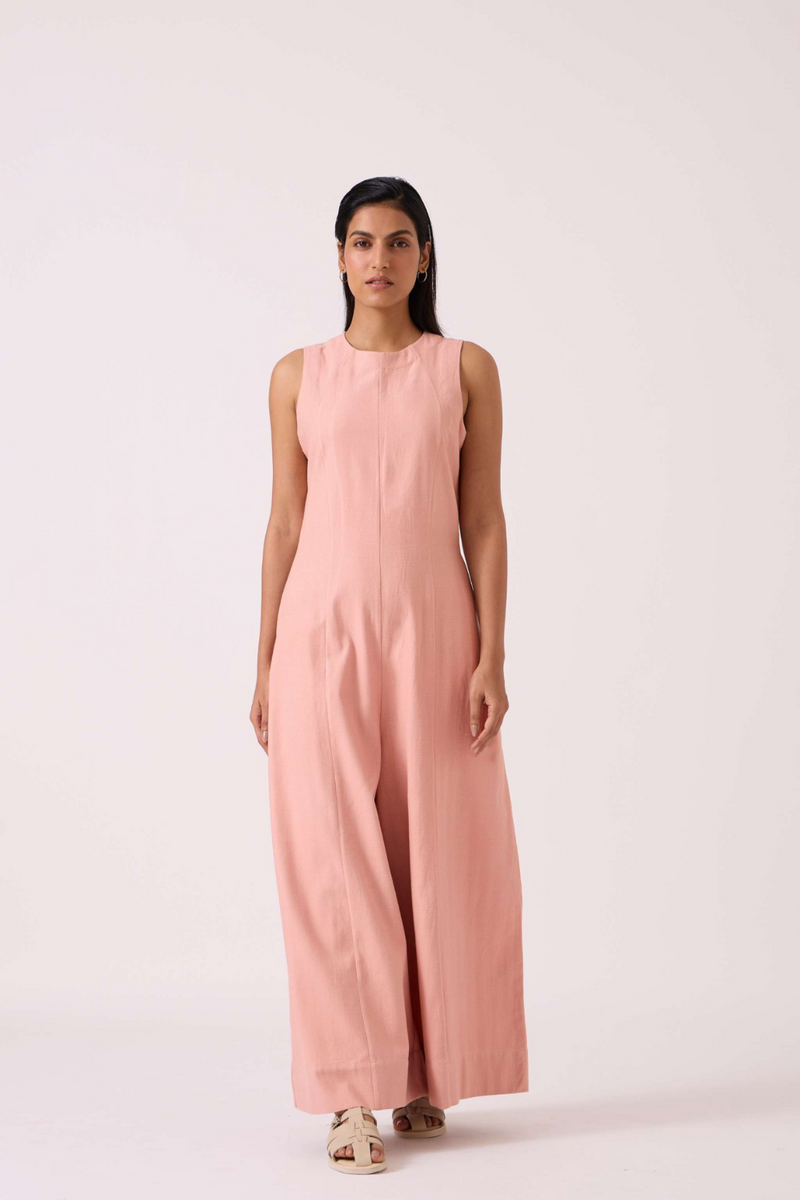 Vronsky Pink Handwoven Jumpsuit cotton by The Summer House in blue color for women in Singapore
