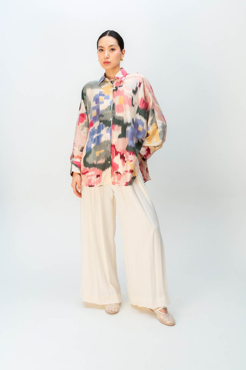 PEACH HAZE SHIRT silk top/shirt by Ode to Odd in multi for women in Singapore