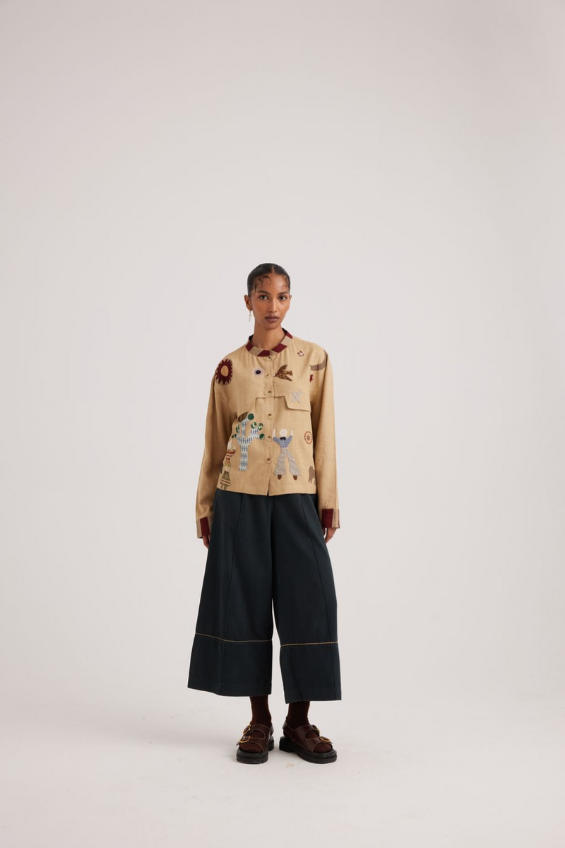 Bert Shirt-Folk Applique linen by CORD for women in Singapore