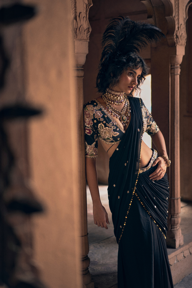 PH-2497
Blouse 
Saree 
Belt Set by Paulmi & Harsh for women in Singapore
