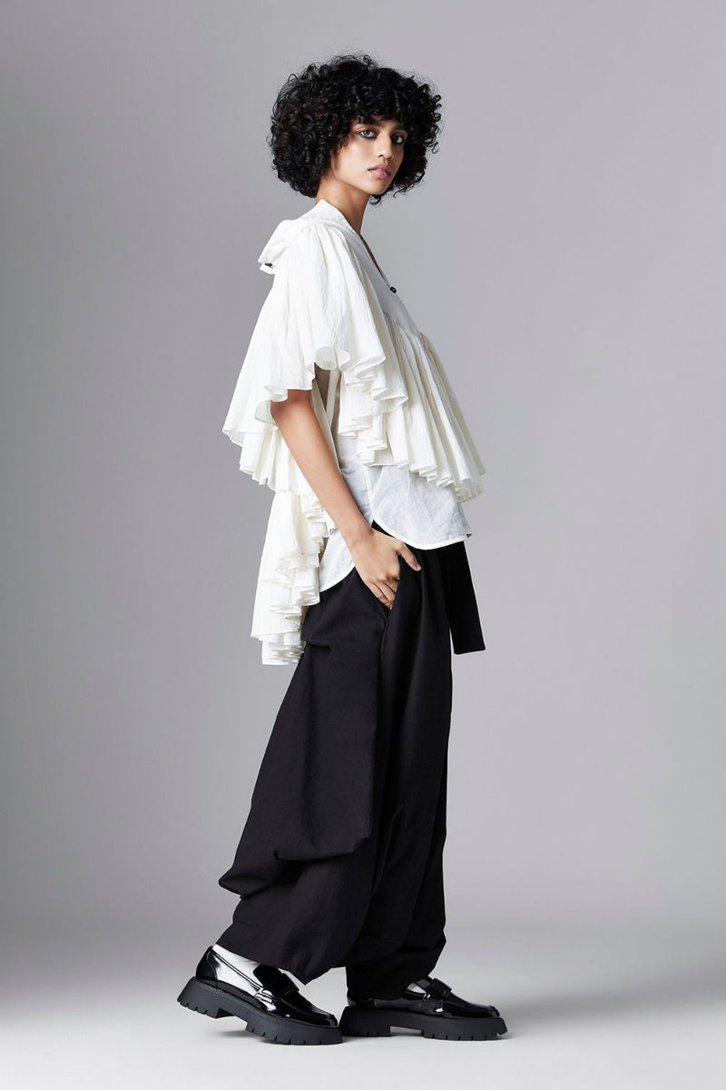 CRESCENT SHIRT cotton Tops and Shirts by Chola in white color for women in Singapore