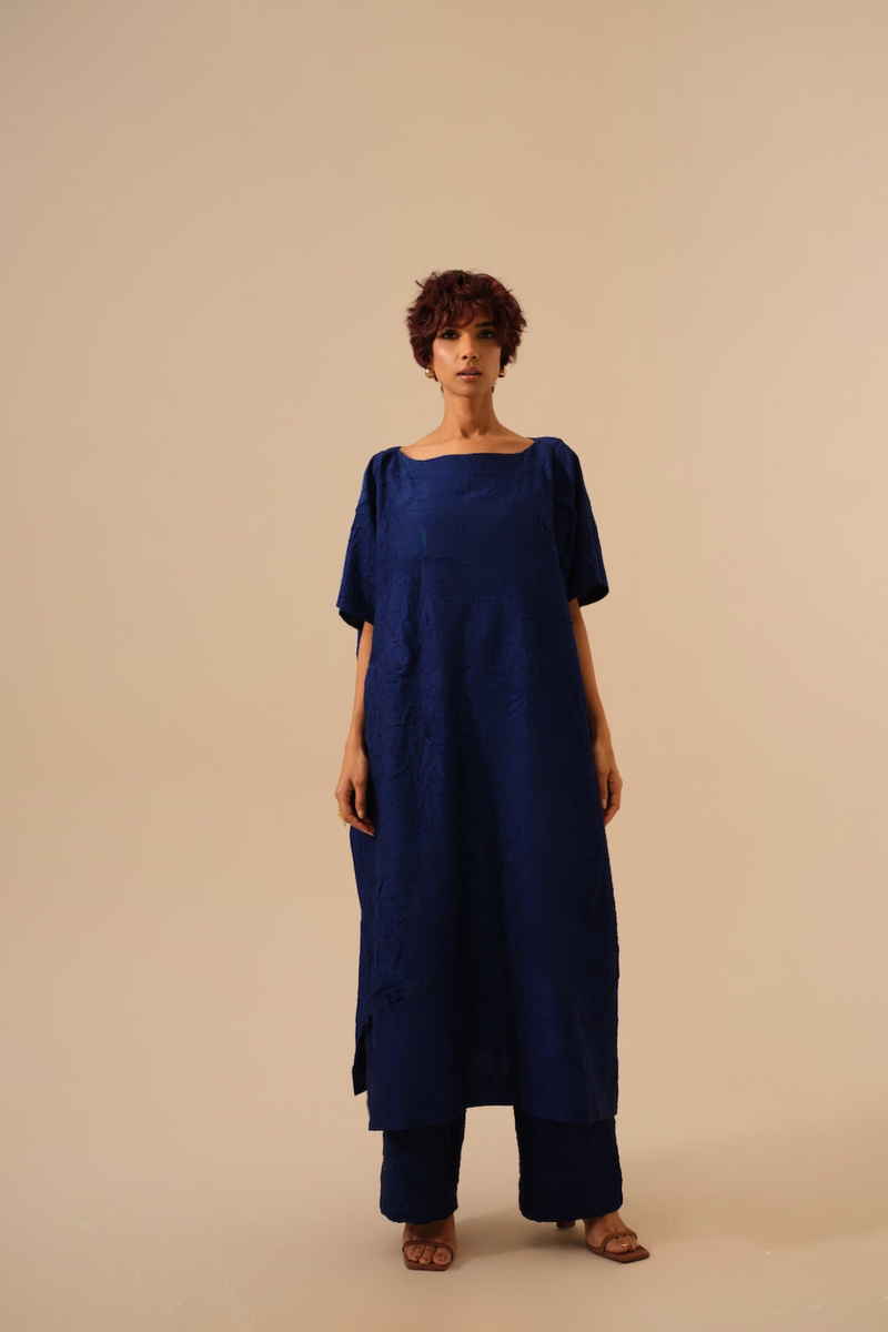 Root Pants-Electric Blue (Rev/Ro/Bo/Re) crushed silk pants/trousers by Stoique in blue for women in Singapore