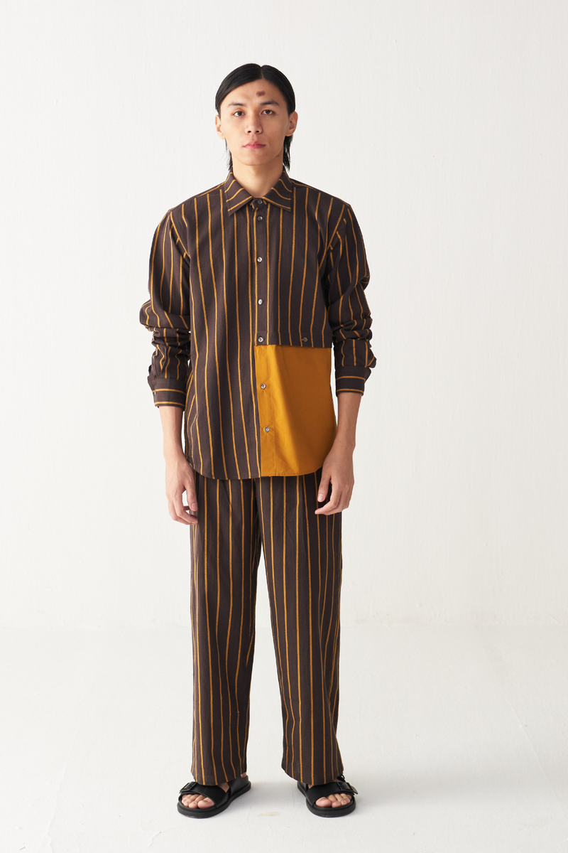 FRONT PLEAT PANT by THREE Men in charcoal color for men in Singapore