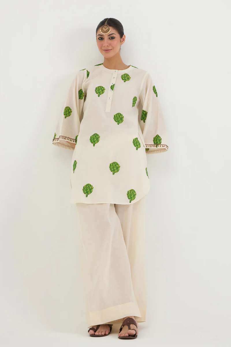 OFF WHITE ARTICHOKE SET cotton by AAVIDI in white color for women in Singapore
