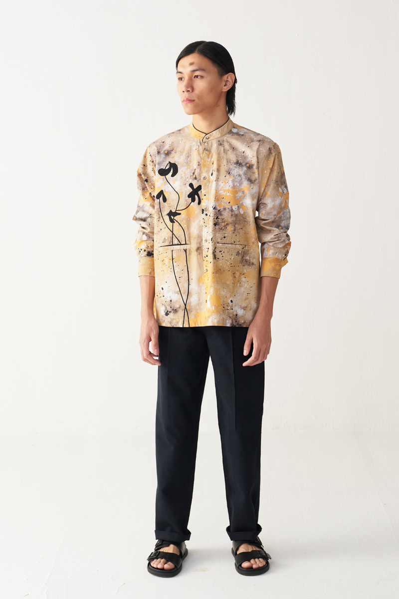 PAINTER POPPY APPLIQUE SHIRT poplin by THREE Men for men in Singapore