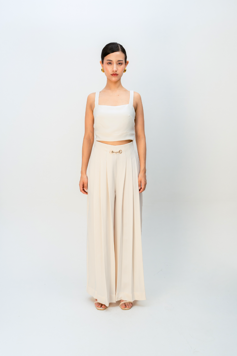 DAYLIGHT EASE TROUSER crepe pant/trouser by Ode to Odd in off white for women in Singapore