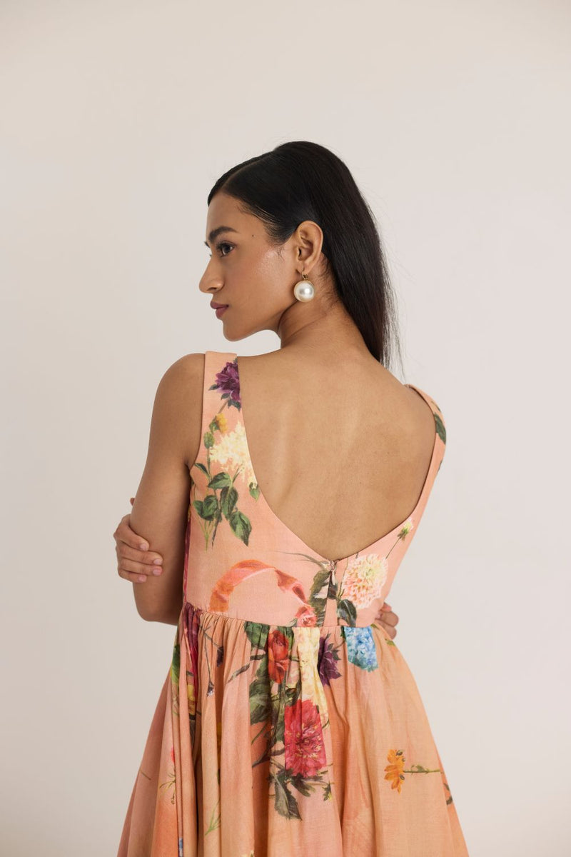 BUTTERCUP DRESS cotton by Yam in peach color for women in Singapore