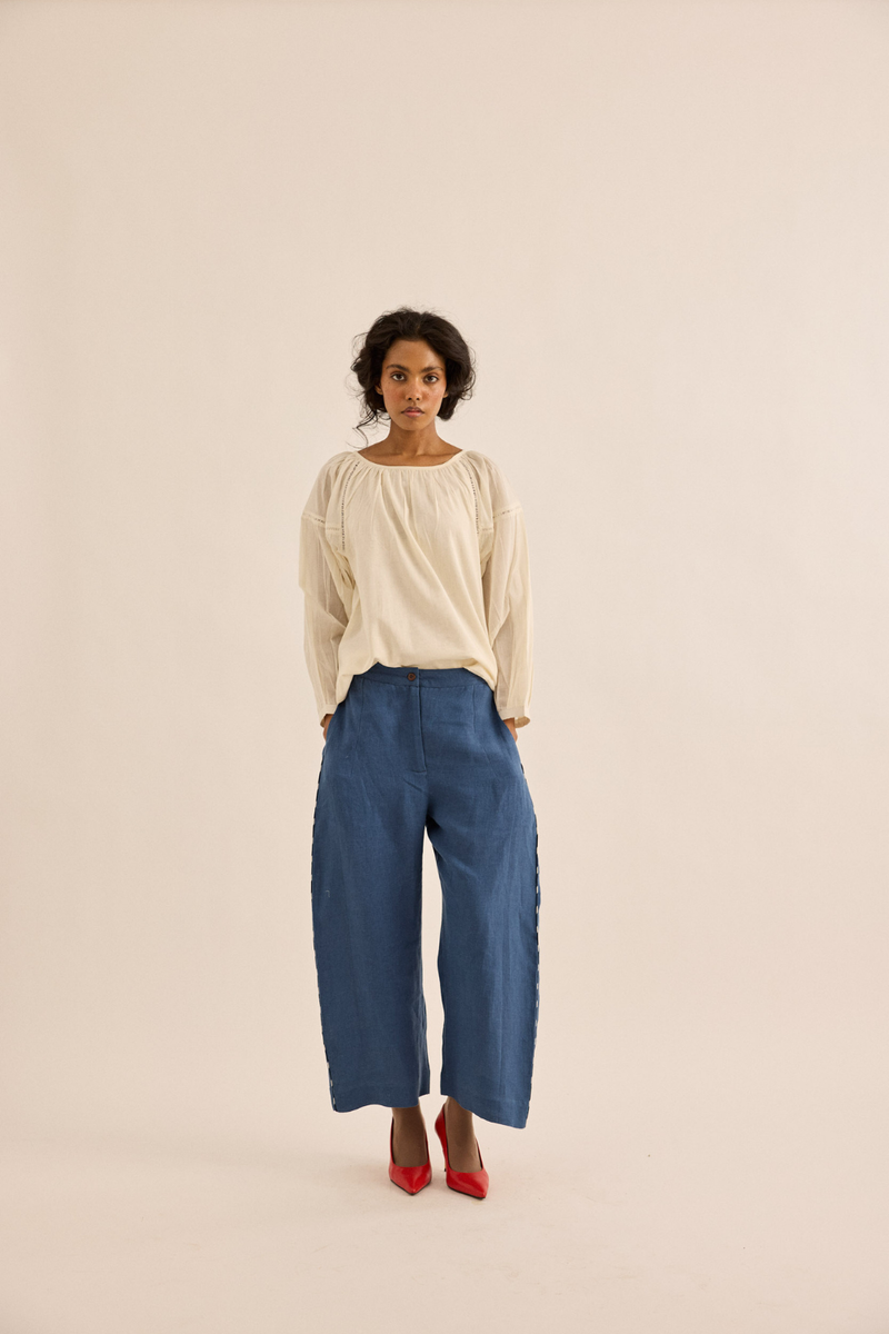 Pumice Top mul top/shirt by Khara Kapas in ivory for women in Singapore