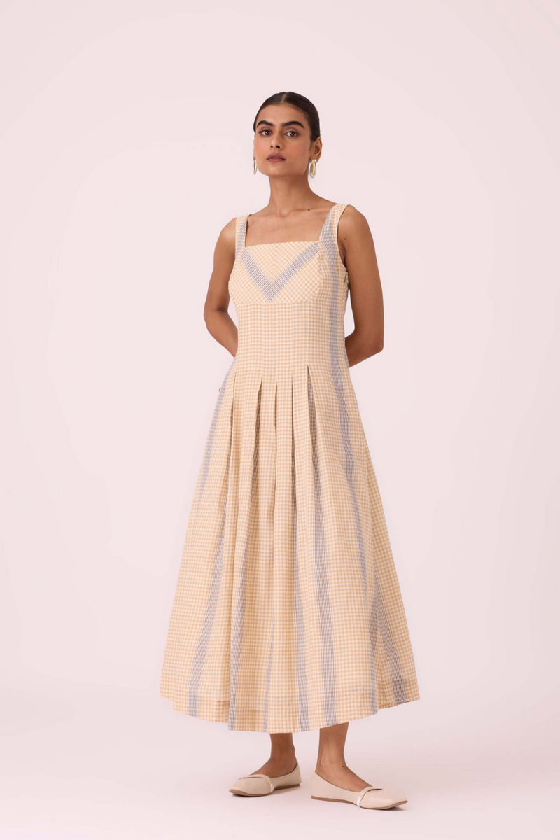 Bosie Beige Handwoven Dress cotton by The Summer House in pink color for women in Singapore