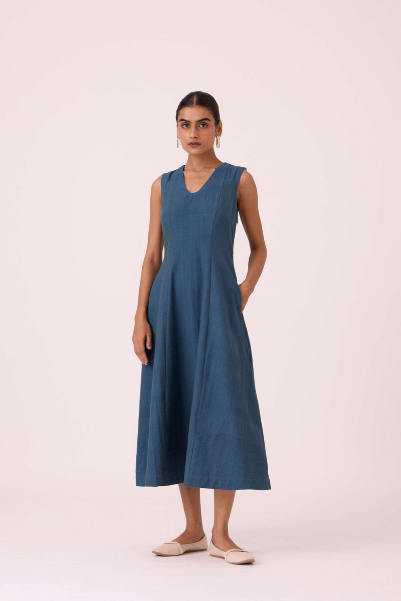 Emy Blue Handwoven Dress cotton by The Summer House in pink color for women in Singapore
