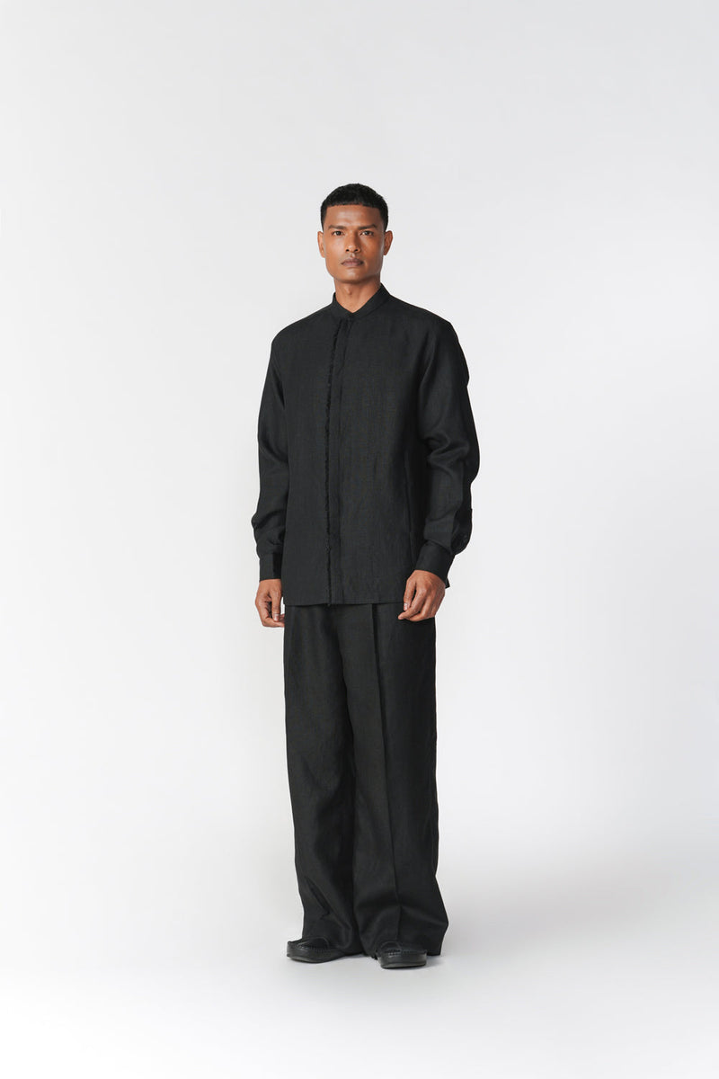 Frayed Detail Shirt top/shirt by Turn Black in black for men in Singapore
