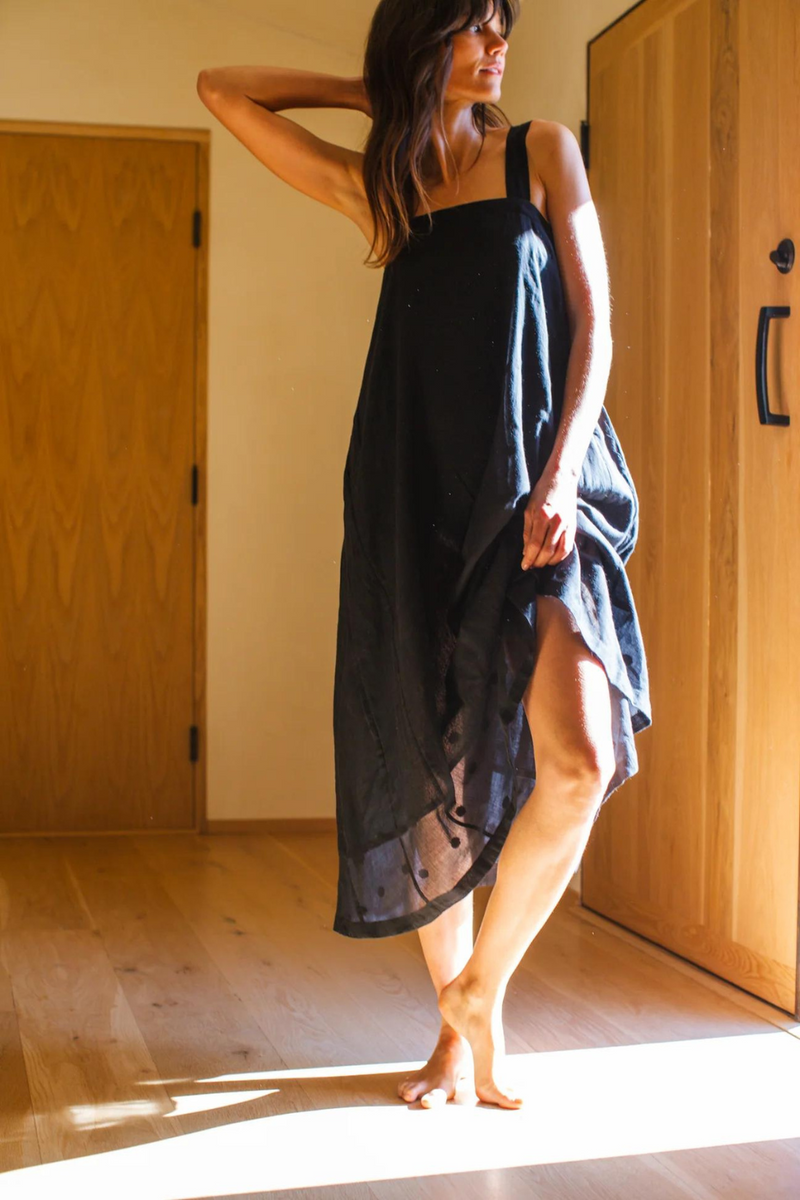 Everywhere Dress/ Vacation dress / Weekend dress-Black 100% cotton by World of Crow in black color for women in Singapore