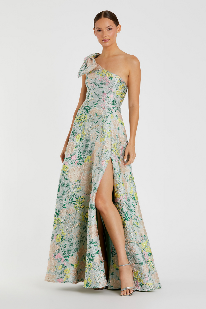 11919-Brocade Floral Dress-Pastel Multi mul by Mac Duggal in multi color for women in Singapore