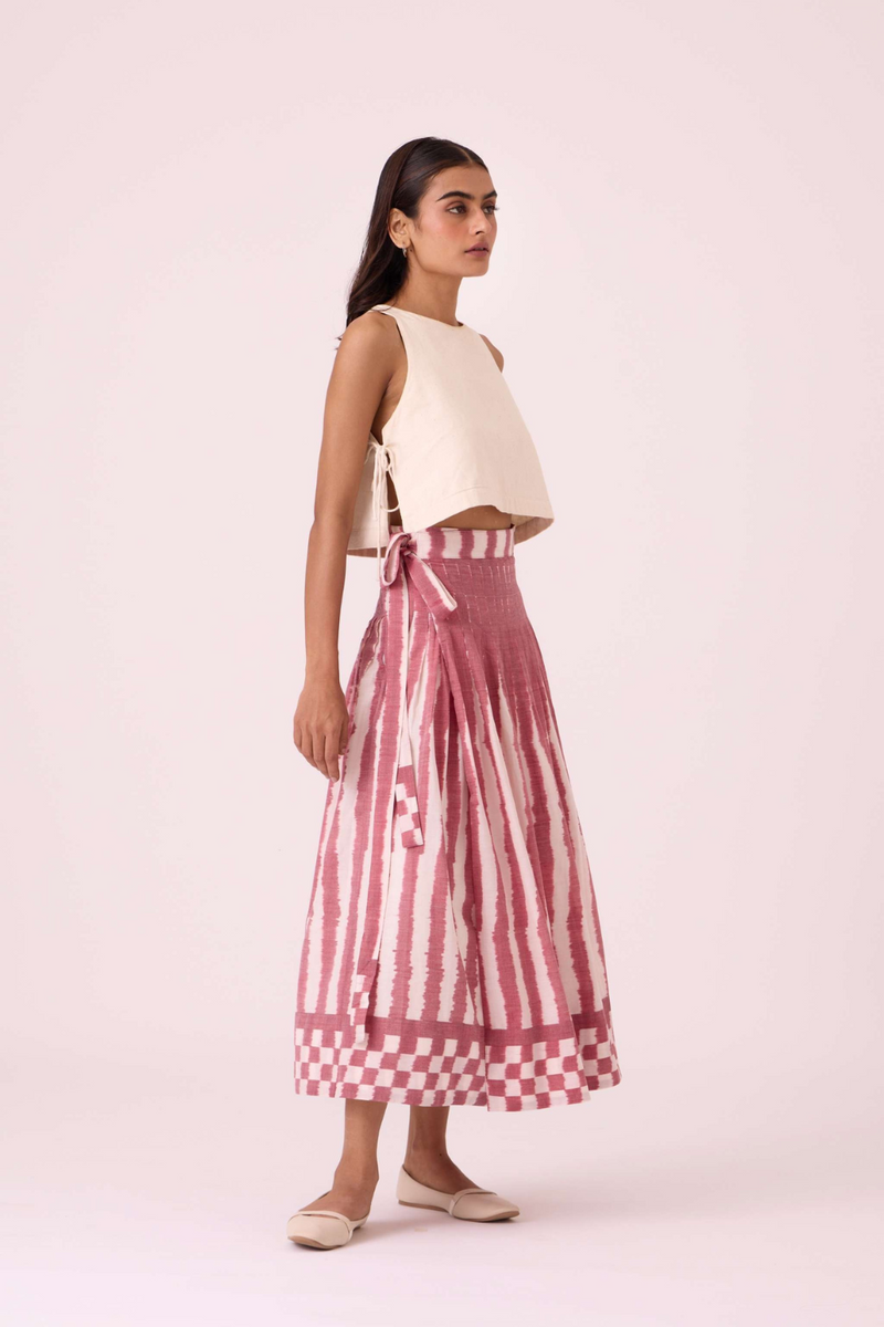 Levin Rhubarb Striped Ikat Skirt cotton by The Summer House for women in Singapore