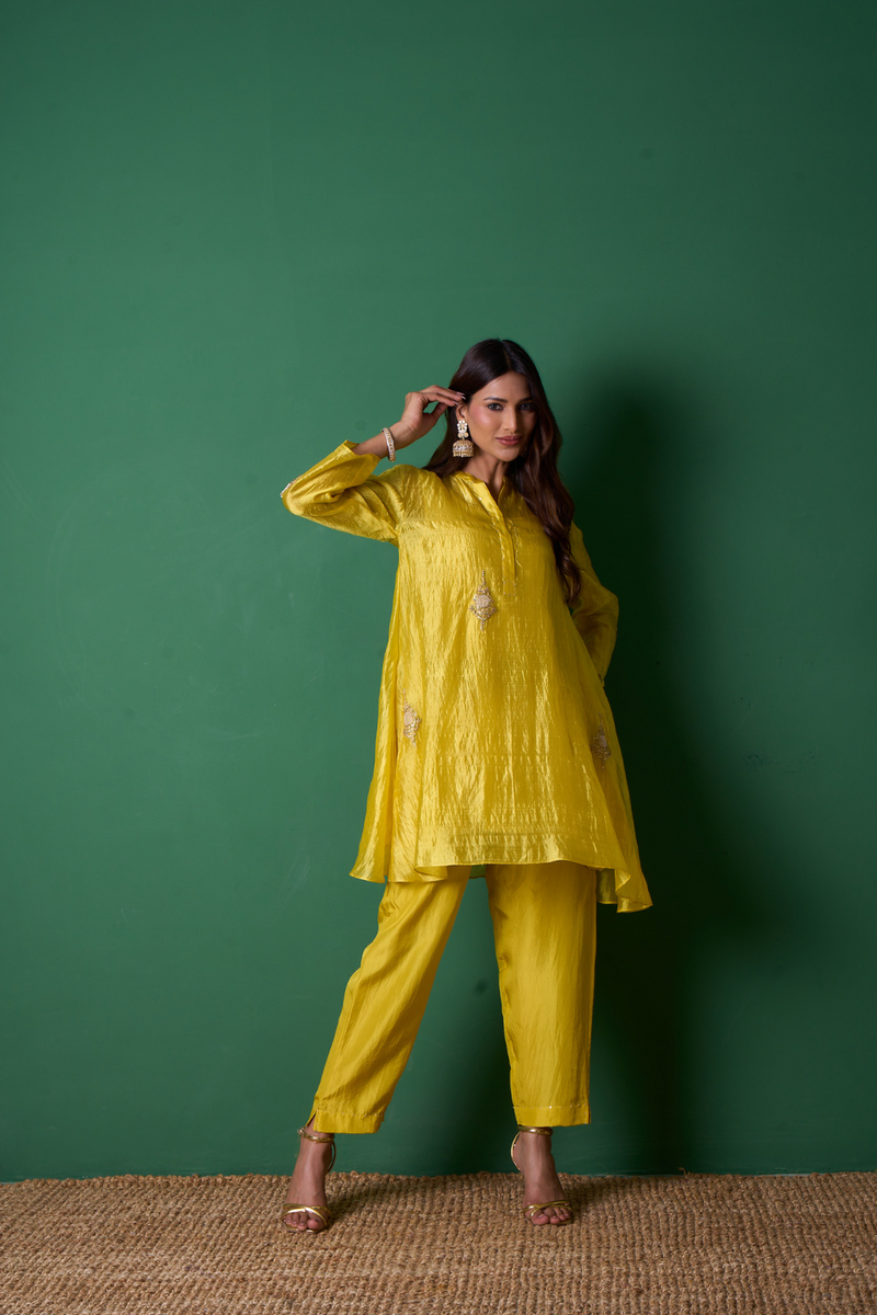 Paradise Kurta Set - Yellow with Dupatta