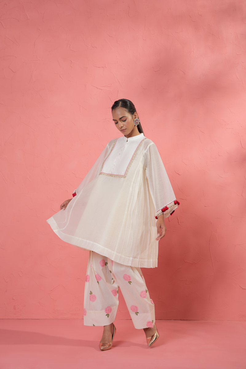 Rose Blush Set cotton cambric light kurta set by AAVIDI in multicolor for women in Singapore