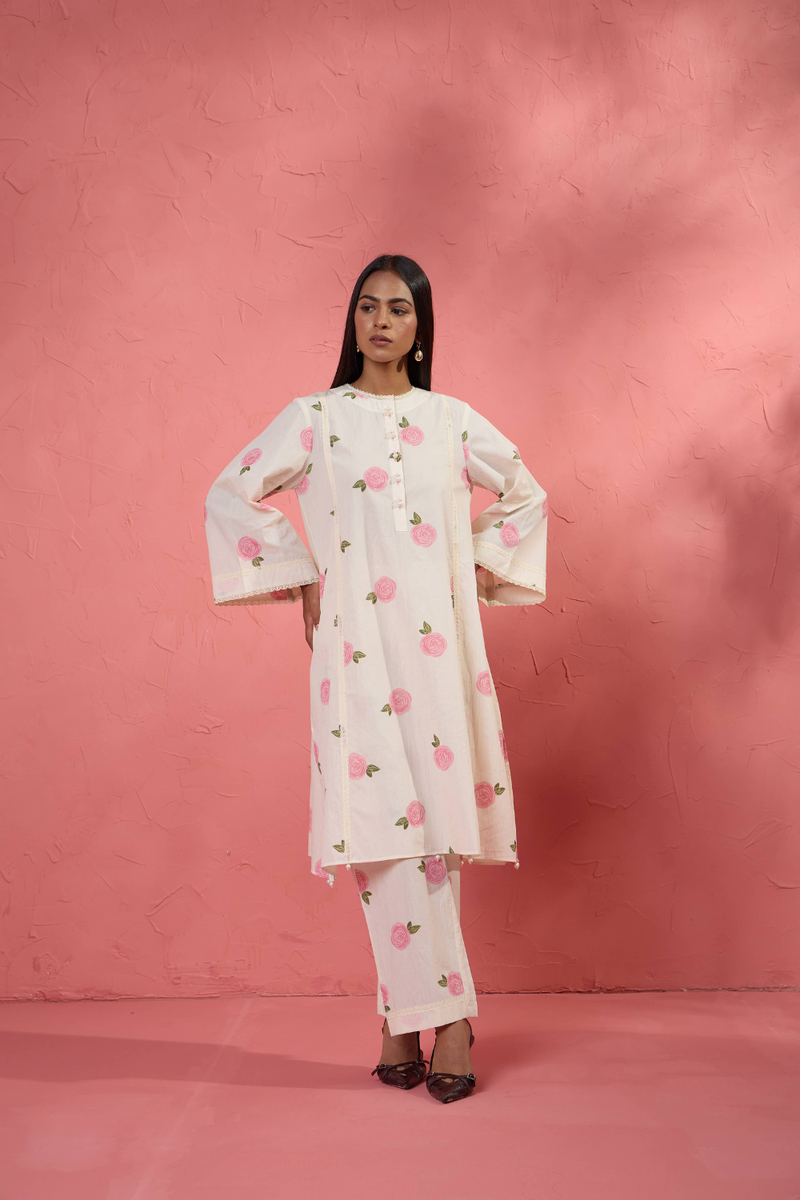 Gul Rose Set 1 cotton cambric light kurta set by AAVIDI in multicolor for women in Singapore