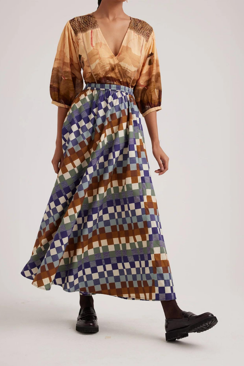 Circle Skirt-Checkers satin by CORD for women in Singapore