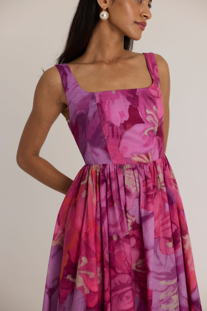 VIOLET CHERRY DRESS cotton by Yam in pink color for women in Singapore