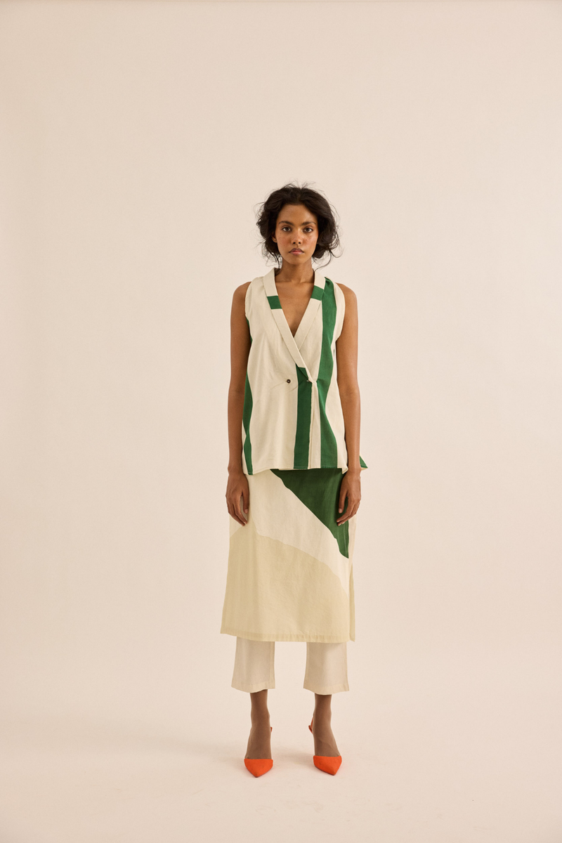Laurel Top mul top/shirt by Khara Kapas in green for women in Singapore