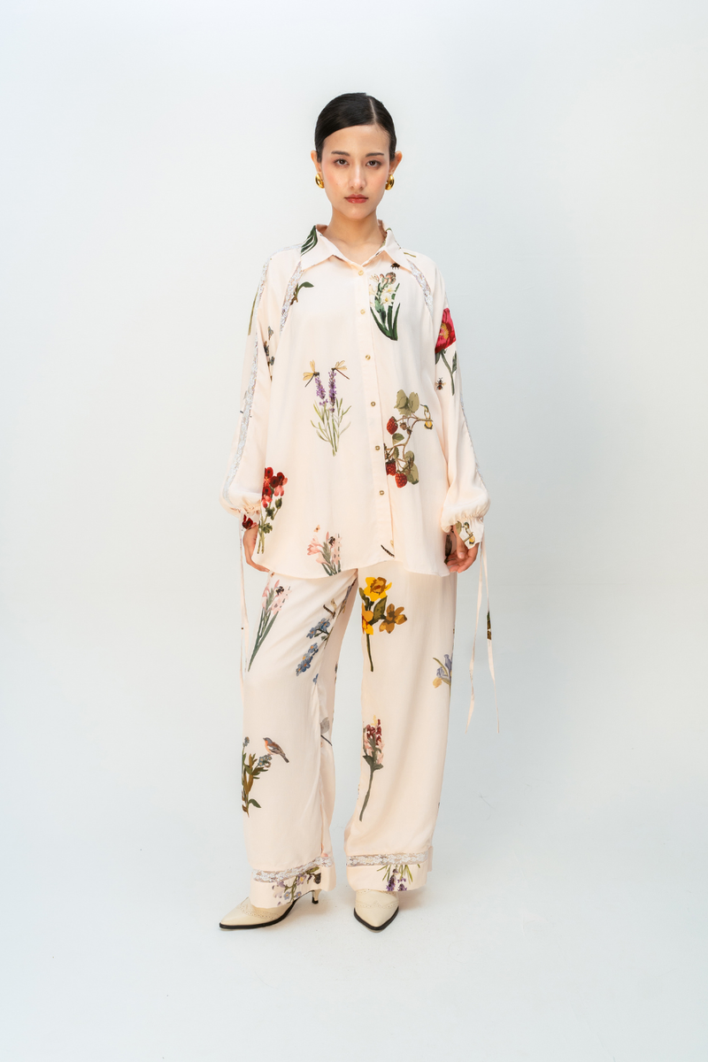GENTLE GRACE CO-ORD SET crepe co-ord set by Ode to Odd in blush pink for women in Singapore