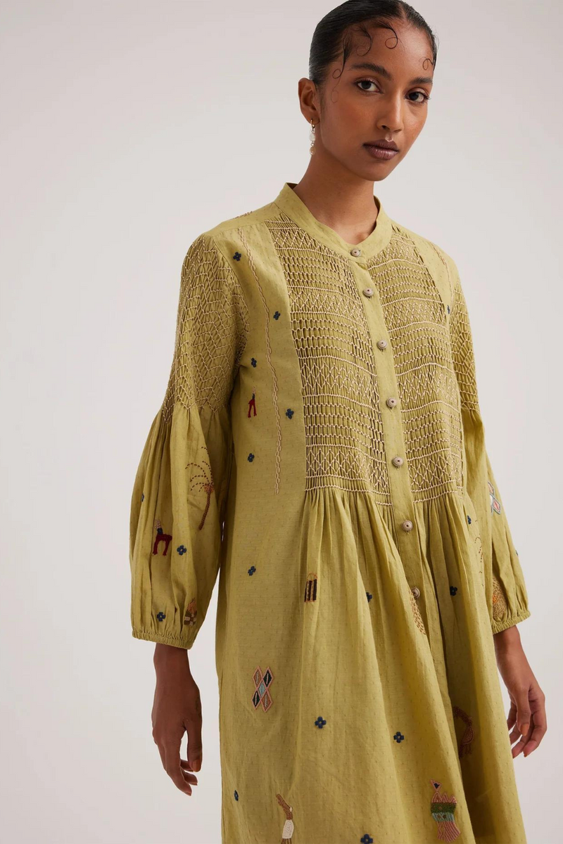 Porto Top-Folk Green cotton by CORD for women in Singapore