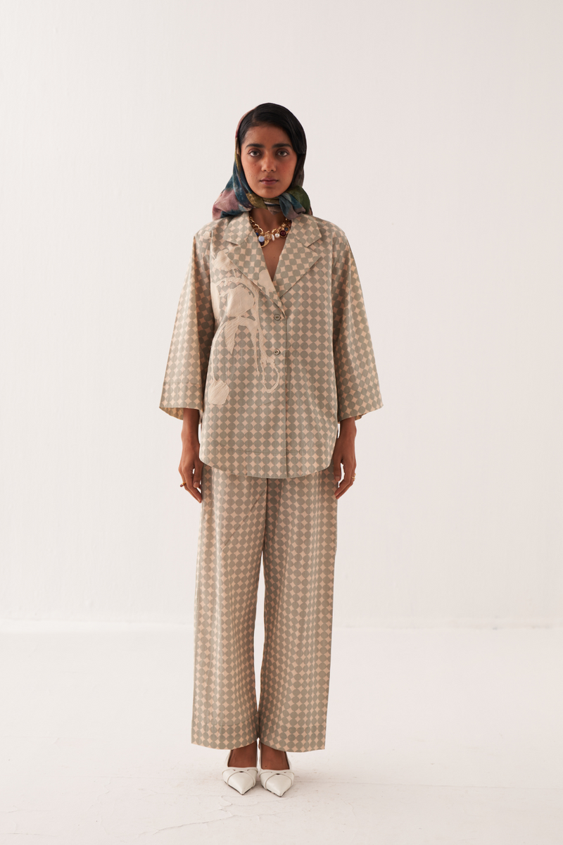 Cuboid Appliqe Jacket Shirt
