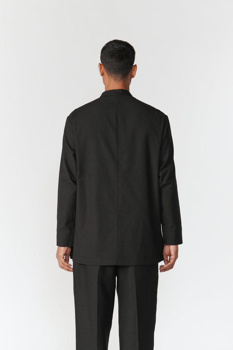 Double Placket Shirt top/shirt by Turn Black in black for men in Singapore