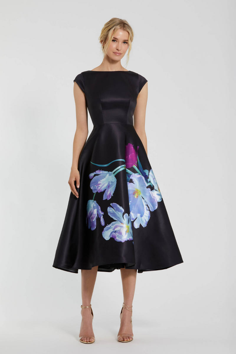 20995-Floral Print-Black Multi mul by Mac Duggal in black color for women in Singapore
