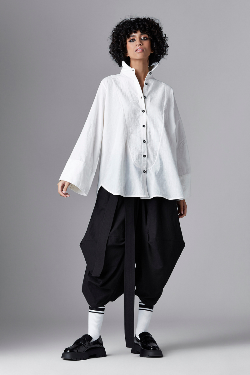 OVIA SHIRT cotton Tops and Shirts by Chola in white color for women in Singapore