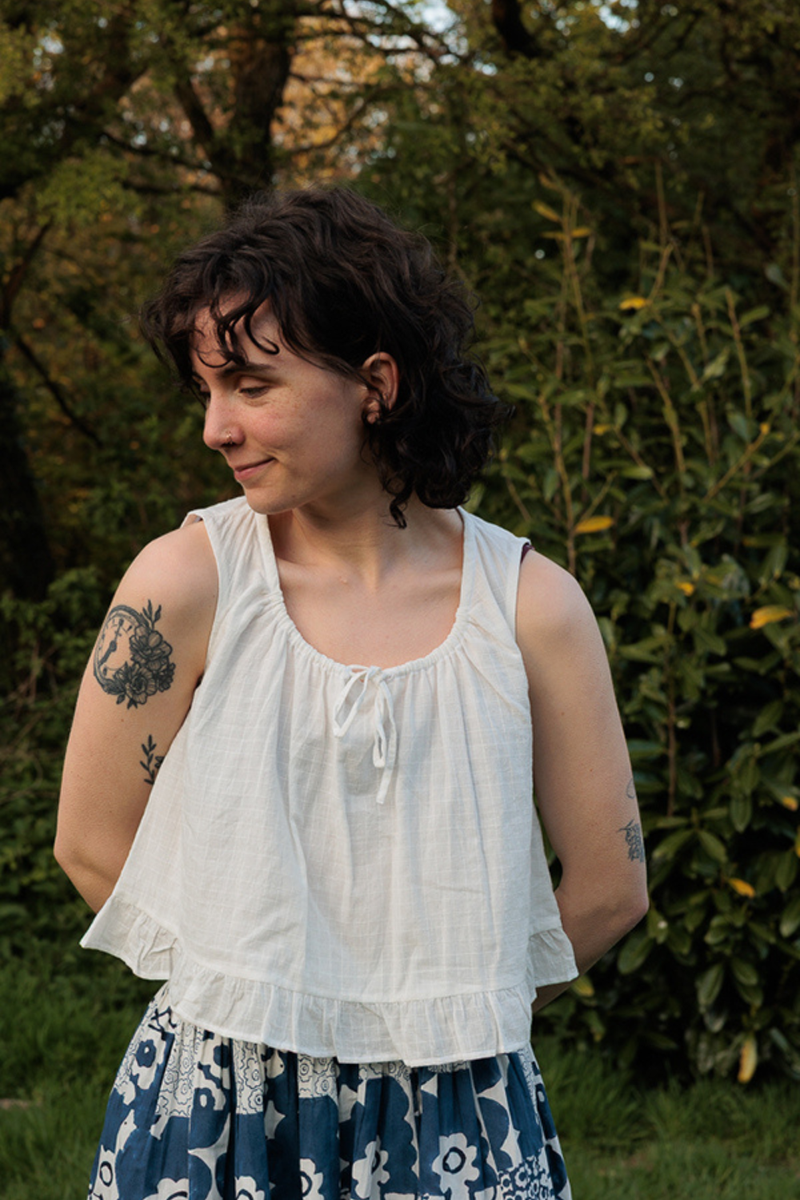 Alice Top-White cotton muslin top/shirt by World of Crow in white for women in Singapore