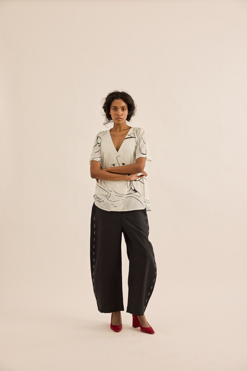 Snowbound Top mul top/shirt by Khara Kapas in ivory for women in Singapore