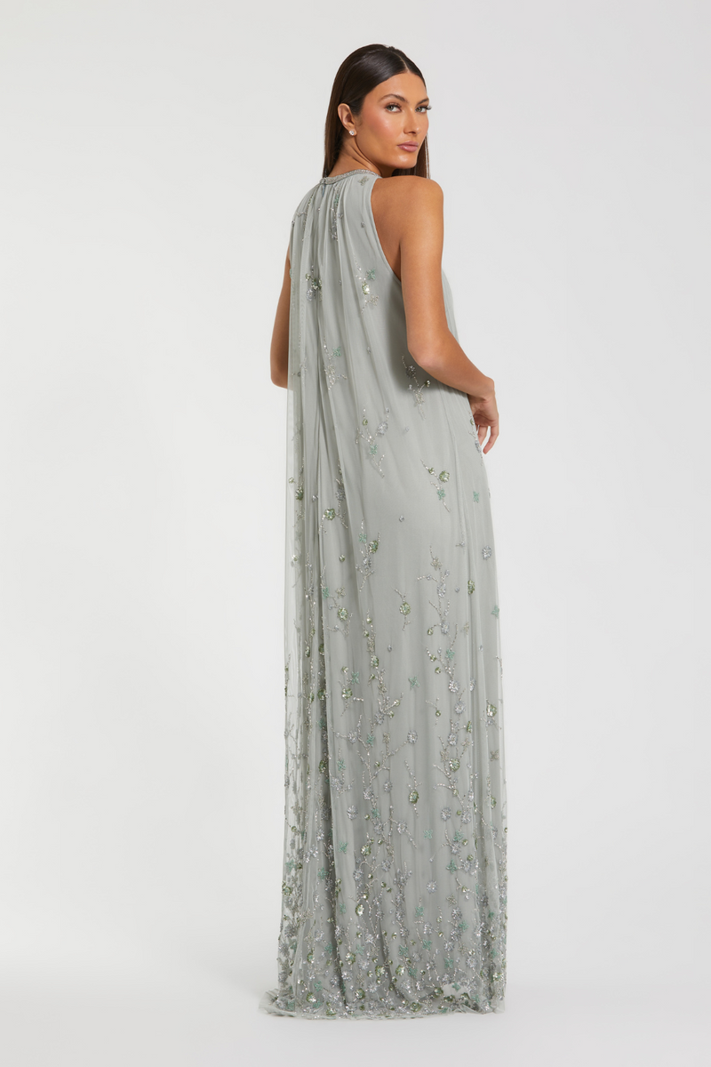 9382-Trapeze Gown-Sage by Mac Duggal for women in Singapore