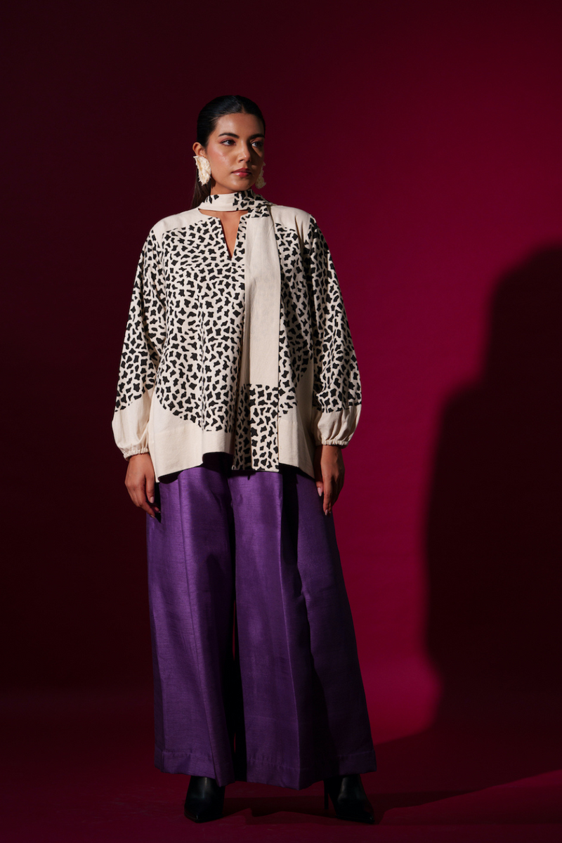 August Top-Natural + Black handwoven cotton tops and shirts by Stoique in natural, black for women in Singapore