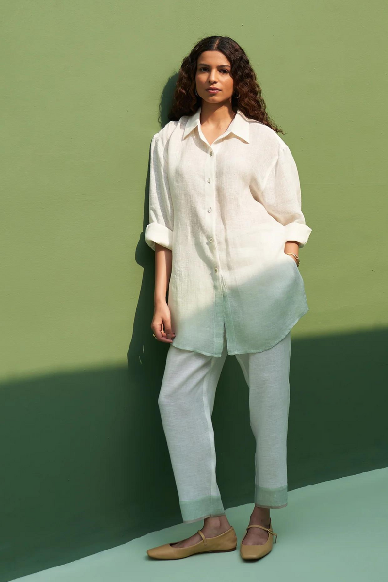 Lessa Sheer Linen Co-ord Set 
- Ivory linen by Manan in ivory color for women in Singapore