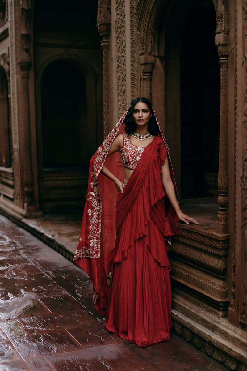 PH-2476 Saree Blouse Belt Set by Paulmi & Harsh for women in Singapore