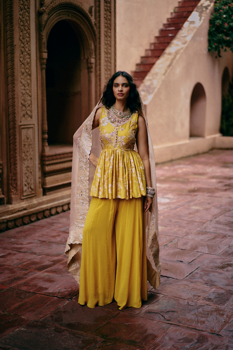 PH-2471 Peplum Palazoo Set by Paulmi & Harsh for women in Singapore