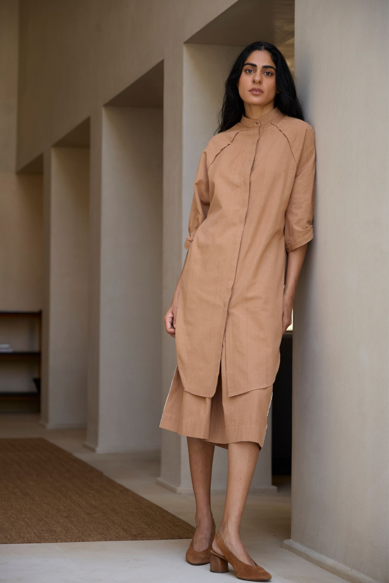 Brabourne Handwoven Brown Co-ord Set cotton by The Summer House in brown color for women in Singapore