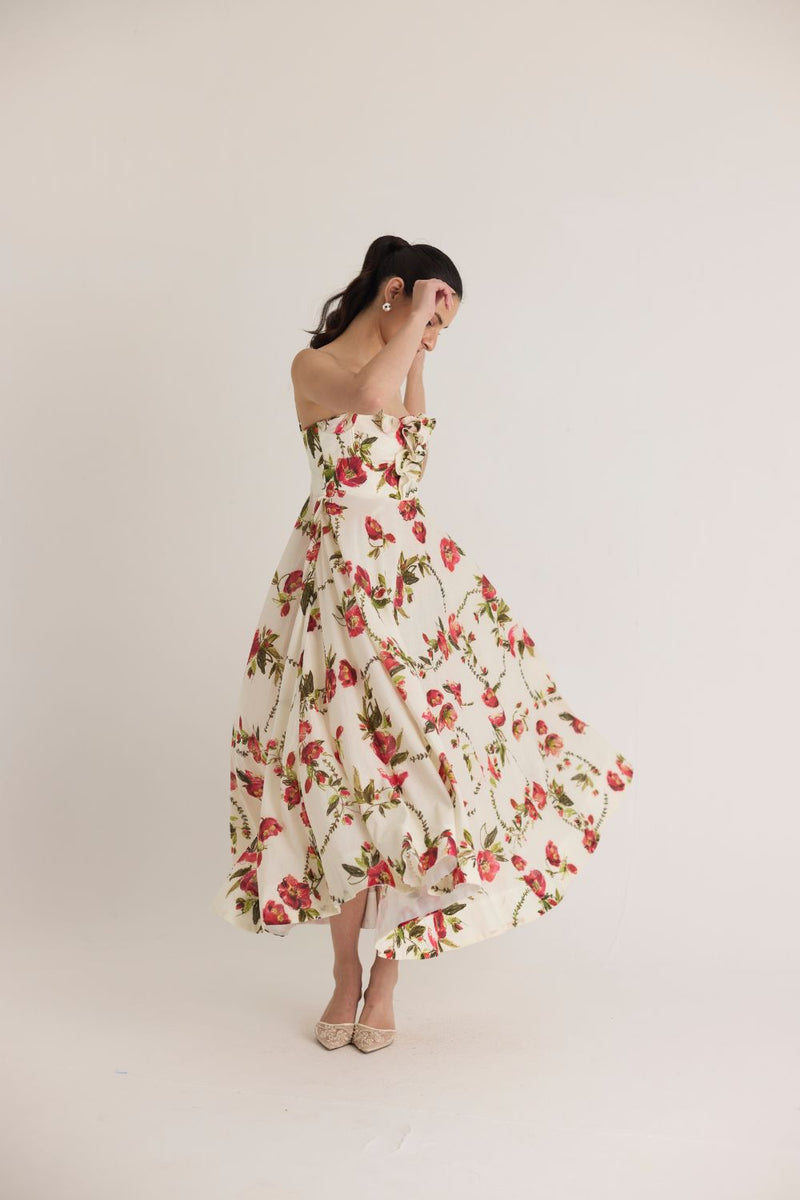ROSITA COTTON FRILL DRESS cotton by Yam in white color for women in Singapore