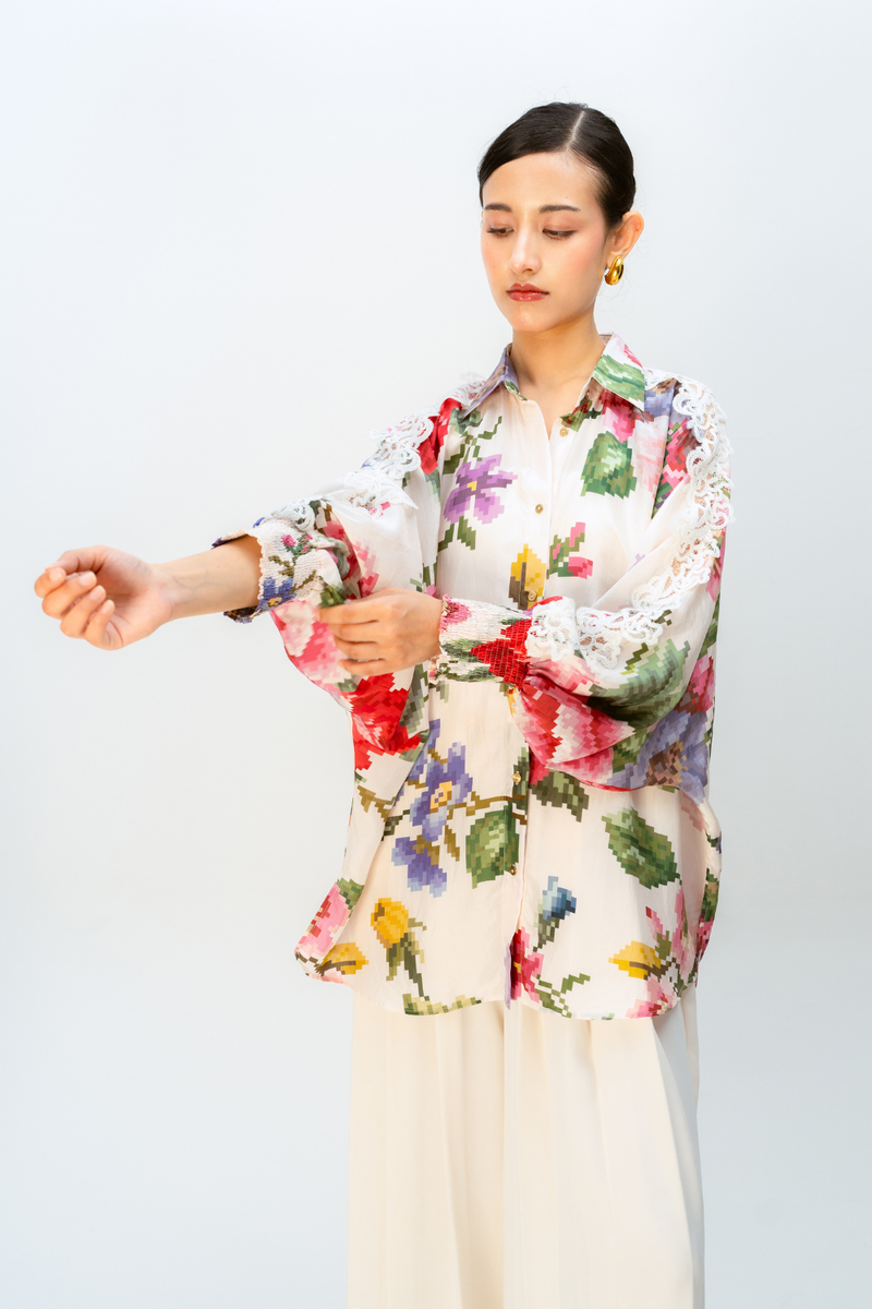 LILAC DRIFT SHIRT silk top/shirt by Ode to Odd in multi for women in Singapore
